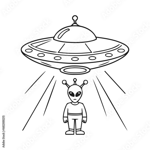 alien spaceship with man in the desert