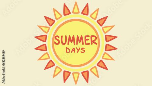 Summer Days Sun Graphic with Orange and Yellow Rays