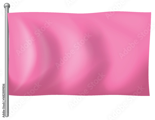 Waving Pink Flag Vector Illustration on White Background