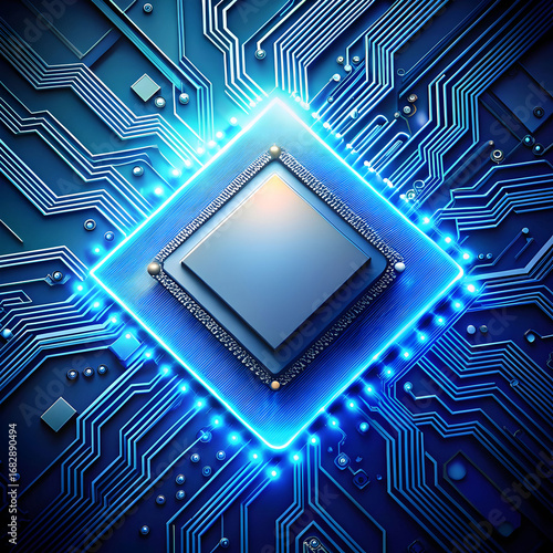 Wallpaper Mural Central Processing Unit: Glowing Circuit Board Technology Torontodigital.ca