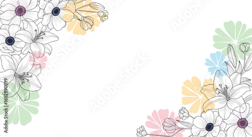 Festive floral fireworks display celebrating springtime joy and vibrant colors with abstract glittering elements
