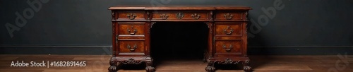 Elegant Victorian Mahogany Writing Desk Ornate Details & Claw Feet, Perfect for Period Home Decor or Vintage Staging