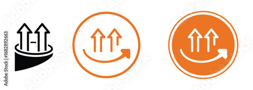 WebDynamic growth icons with upward arrows signify progress, success, and positive business momentum, perfect for financial reports and strategy presentations.