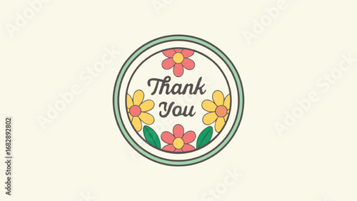 Thank You Floral Emblem flowers badge