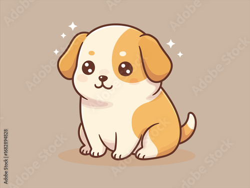 Adorable Puppy Illustration with Sparkles