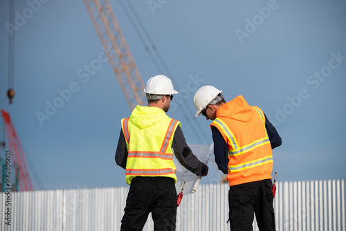 Industrial engineer workers operations marine port cranes loading and unloading of cargo ships global trade and supply chain import export environment monitoring responsible global economy.