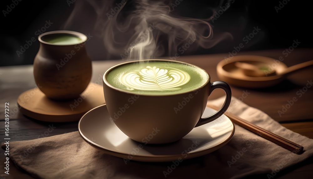 Fototapeta premium cup of hot matcha latte