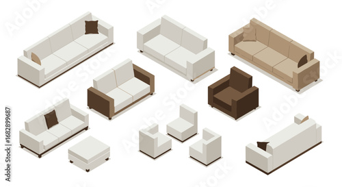 Isometric sofa collection for modern living room design