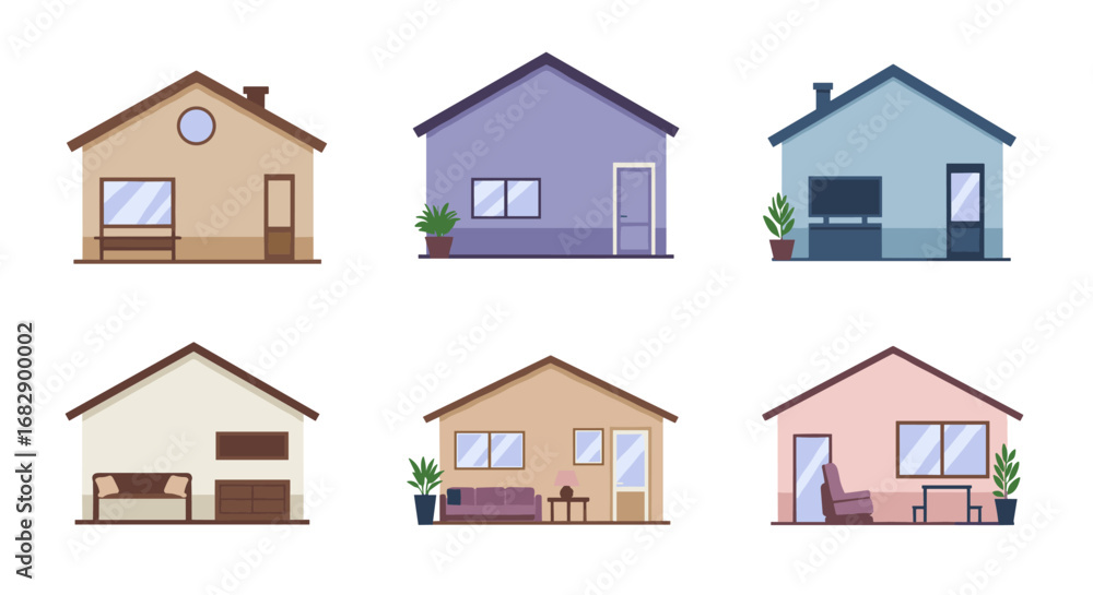 Fototapeta premium Cozy modern house collection with minimalist exterior designs