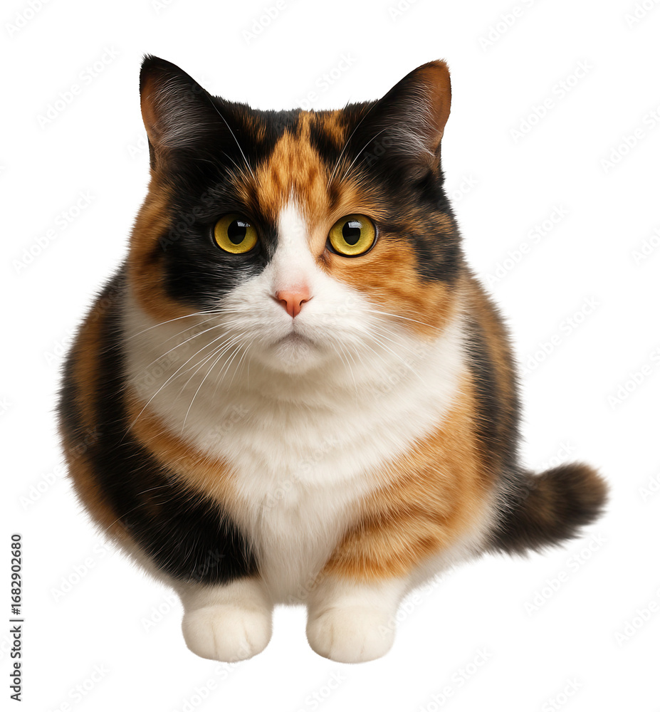 Fototapeta premium Calico cat featuring a patchwork of orange, black, and white fur