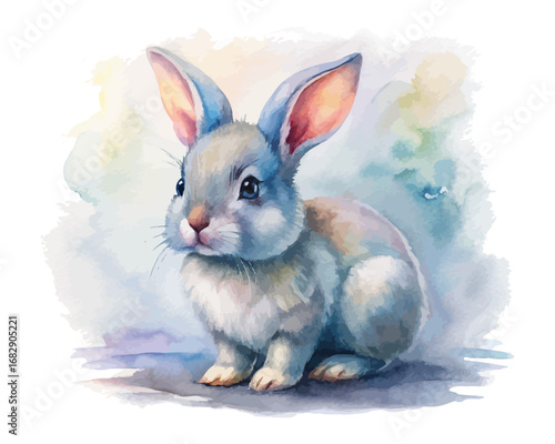 Watercolor baby bunny animals