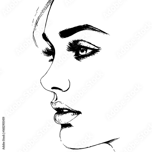 Young girl face in vector art for office home decoration