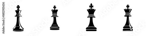 Black and white minimalist vector illustration of chess pieces in various positions showcasing strategy and gameplay