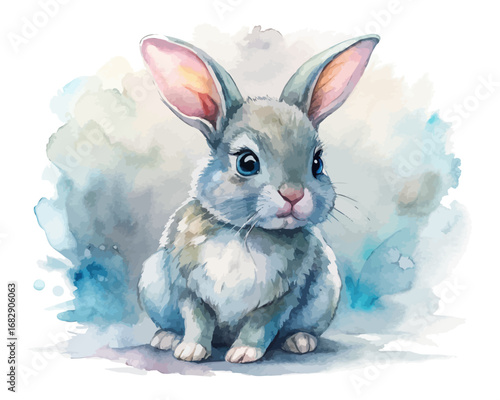 Watercolor baby bunny animals