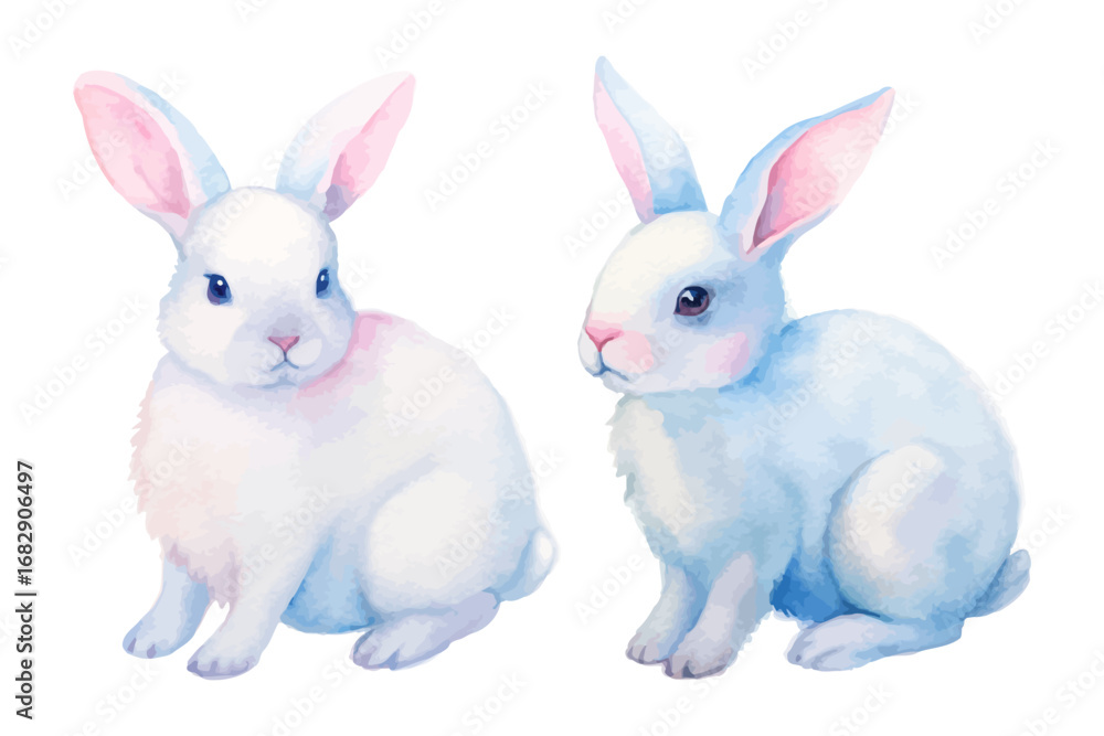 Fototapeta premium Watercolor baby bunny animals