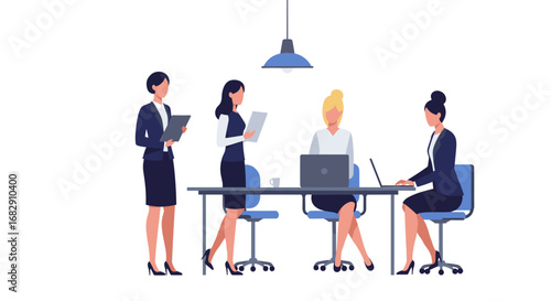 Collaborative office team meeting in modern workspace setting