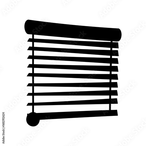 Silhouette of window blinds in a closed position blocking the light