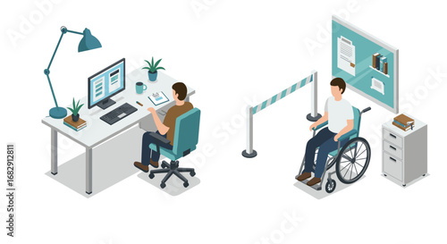 Inclusive work environment with remote work and accessibility representation