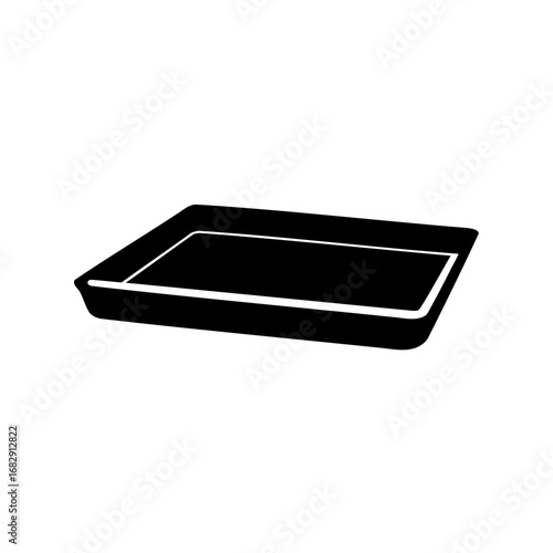 Simple and minimalist black tray illustration on a white background image