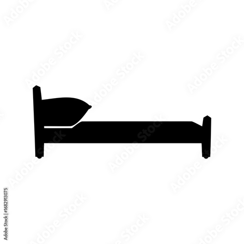 Simple Bed Silhouette with Pillow for Bedroom or Hotel Design