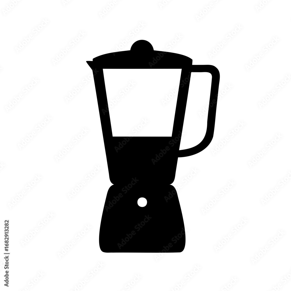 Obraz premium Black silhouette illustration of a kitchen blender with visible liquid inside