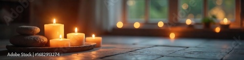 Wallpaper Mural Candles illuminate a serene space, soft light casting ethereal shadows on a meditation altar Perfect for themes of mindfulness, peace, and inner light , faith, relaxation, mindfulness Torontodigital.ca
