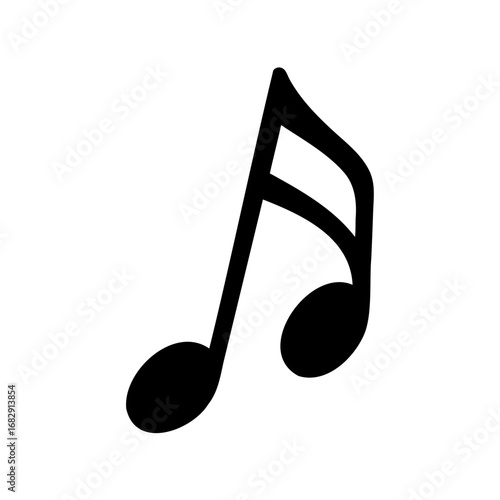 Black and white musical note icon for musical composition and notation