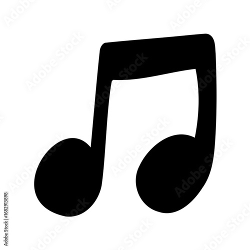 Isolated black eighth note on white background suitable for music notation