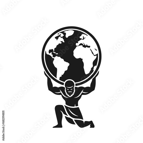 Atlas Bearing the Globe on Shoulders - Mythology and Global Responsibility Icon
