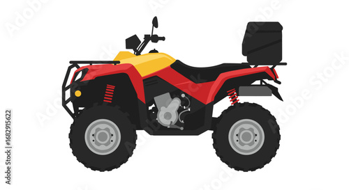 All-terrain vehicle side view in flat design on white background