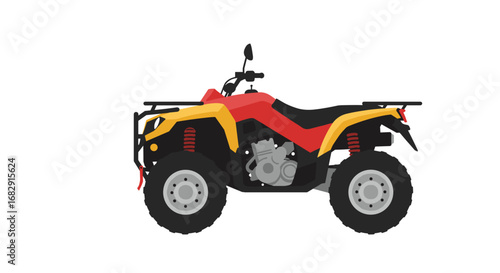 Colorful atv side view on white background