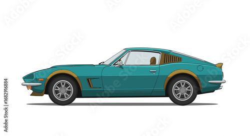 Classic retro car side view in vintage style