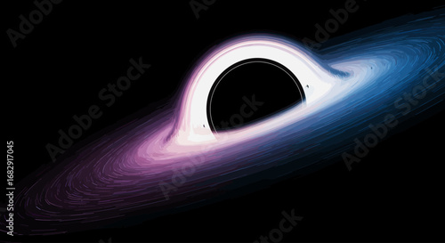Abstract black hole with glowing accretion disk in deep space