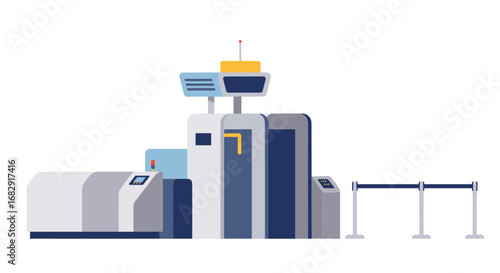 Modern airport security checkpoint design in flat style