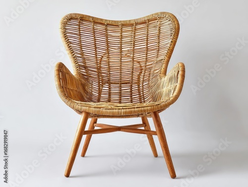 Light brown woven chair, egg shape