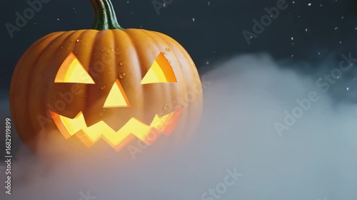 Halloween Pumpkin Under Night Fog
