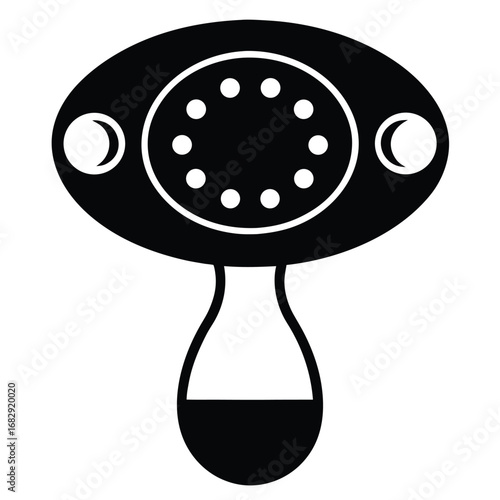 Black abstract alien spaceship with circular elements