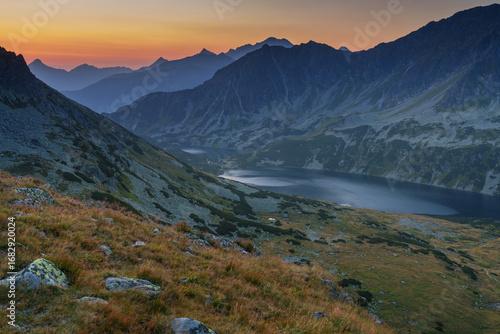 Mountain Landscape at Dawn with Lake