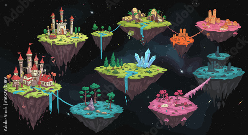 Fantasy Islands in a Whimsical Sky A Colorful Cartoon World
