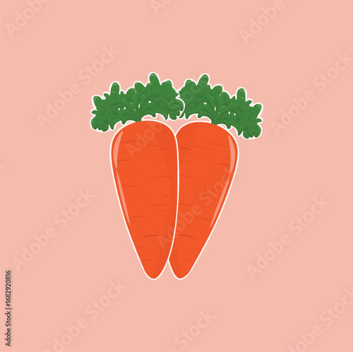 Vector illustration of a fresh and cute carrot vegetable cartoon shaped icon