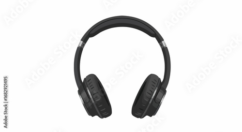 Black Over-Ear Headphones for Music Listening and Immersive Audio Experience on Isolated White Background