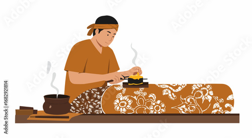 Woman vendor standing with various spices in traditional baskets, showcasing colorful ingredients on an isolated white background.