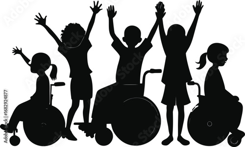 Vector illustration of people silhouettes dancing in a vibrant crowd
