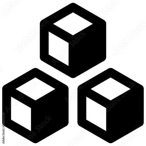 Blockchain. Outlined stroke vector icon with black-filled details.