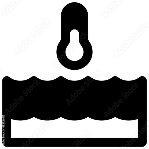 Ocean thermal energy conversion. Outlined stroke vector icon with black-filled details.