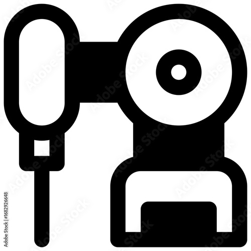 Robotic surgery. Outlined stroke vector icon with black-filled details.