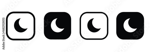 Day and night, dark and light modes. Screen modes icons set. Screen brightness and contrast level control icons. Day night switch. Vector Illustration