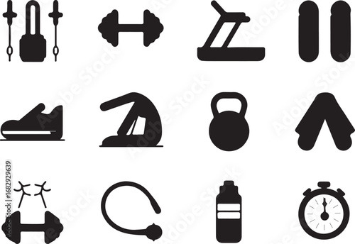 Health and Fitness Materials Icon Set 