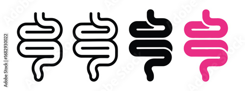 healthy gut icon set. Represents digestive health, gastroenterology, intestinal wellbeing, and medical checkup. suitable for health and wellness related designs