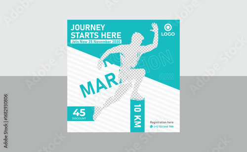 Running social media post design template 